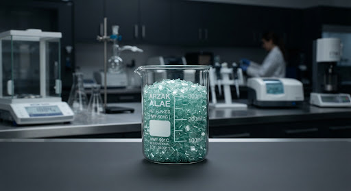 Hot-washed PET flakes
